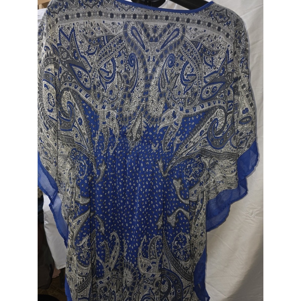 Mph Collection Kaftanmidi Lined. Blue And White Paisley.. Size XL - Picture 2 of 4